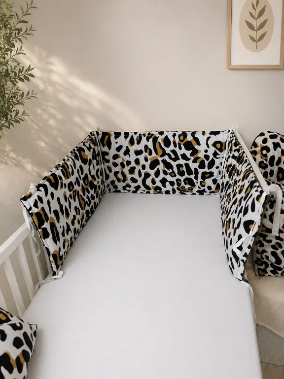 Mantinel do postieľky Leopard obojstranný 180x30 cm bavlna + minky