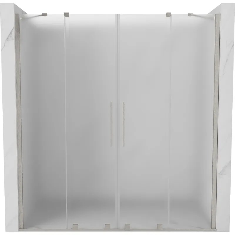 Mexen Velar Duo, posuvné sprchové dvere do otvoru 180 cm, 8mm sklo námraza, brúsená oceľ, 871-180-000-32-97