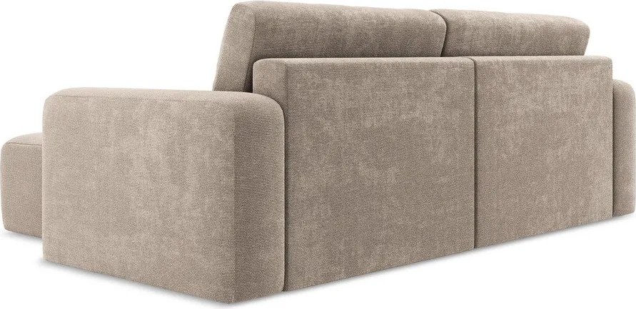 Béžová ženilková rozkladacia/s úložným priestorom rohová pohovka (pravý roh/s leňoškou) Kona – Makamii