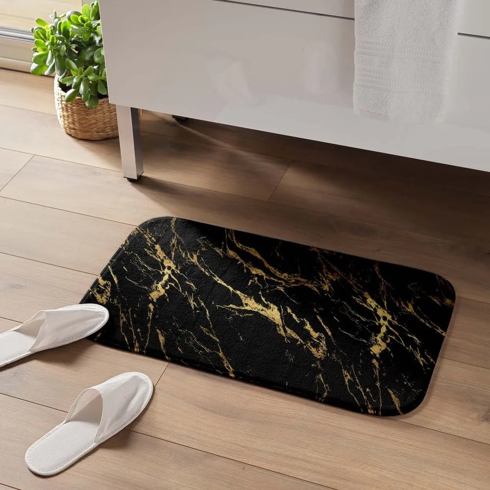 Čierna/v zlatej farbe kúpeľňová predložka 45x75 cm Aquamarbre – douceur d'intérieur