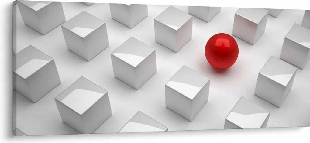 Obraz abstrakcie - kocky s guľou (120x50 cm)