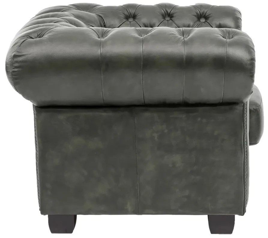 furniture-nabytek.cz - Masivní křeslo Chesterfield z pravé kůže, zelené – 100×90×72 cm