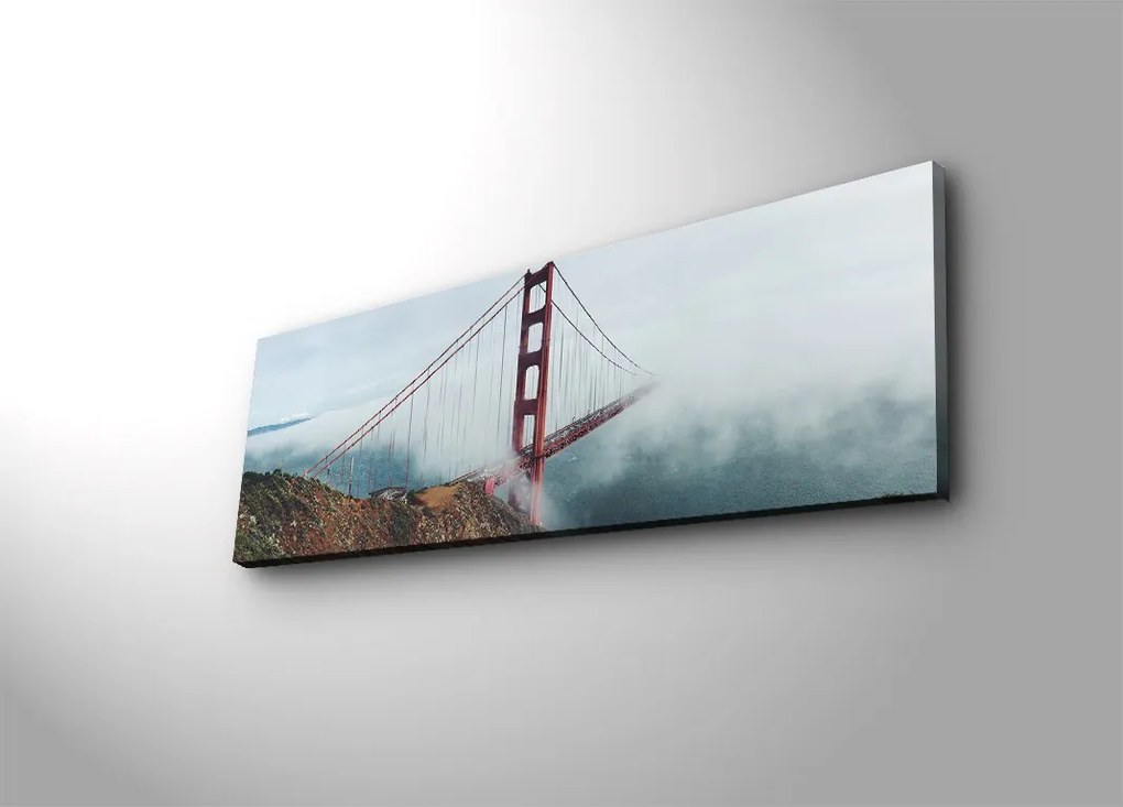 Obraz s LED osvetlením GOLDEN GATE V MLHE 64 30 x 90 cm