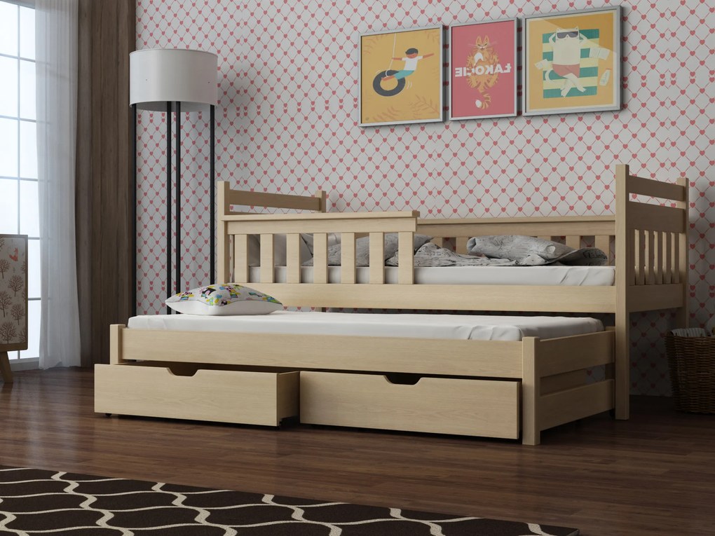 Detská posteľ 90 x 200 cm DORIA (s roštom a úl. priestorom) (borovica). Akcia -10%. Vlastná spoľahlivá doprava až k Vám domov. 1013128
