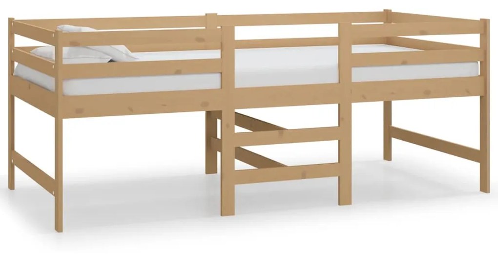 vidaXL Stredne vysoká posteľ, medovo hnedá, borovicový masív 90x200 cm