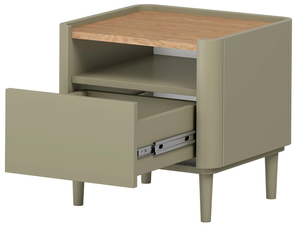 Nočný stolík Elivo 50 cm na nožičkách - eukalyptus / dub baltic dune