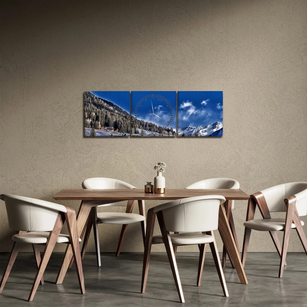 Obraz - Horské mestečko (s hodinami) (90x30 cm)