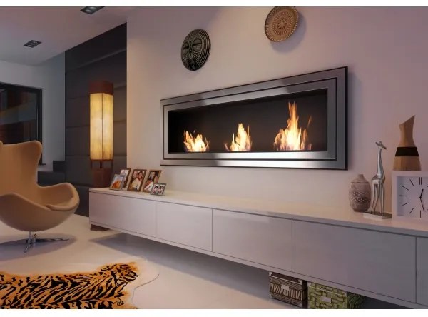 Kratki JULIET/1800/TUV - Vstavaný BIO krb JULIET 65x180 cm 3x2,5kW chróm