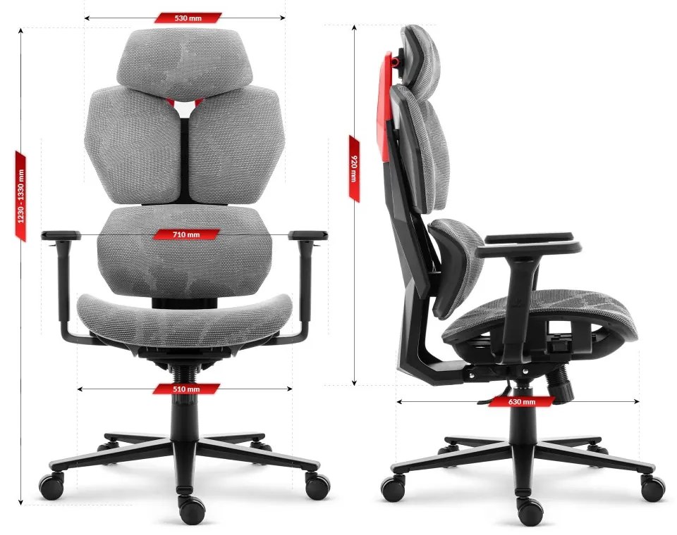 Ergonomická textilná otočná kancelárska stolička - HC-1010 Grey