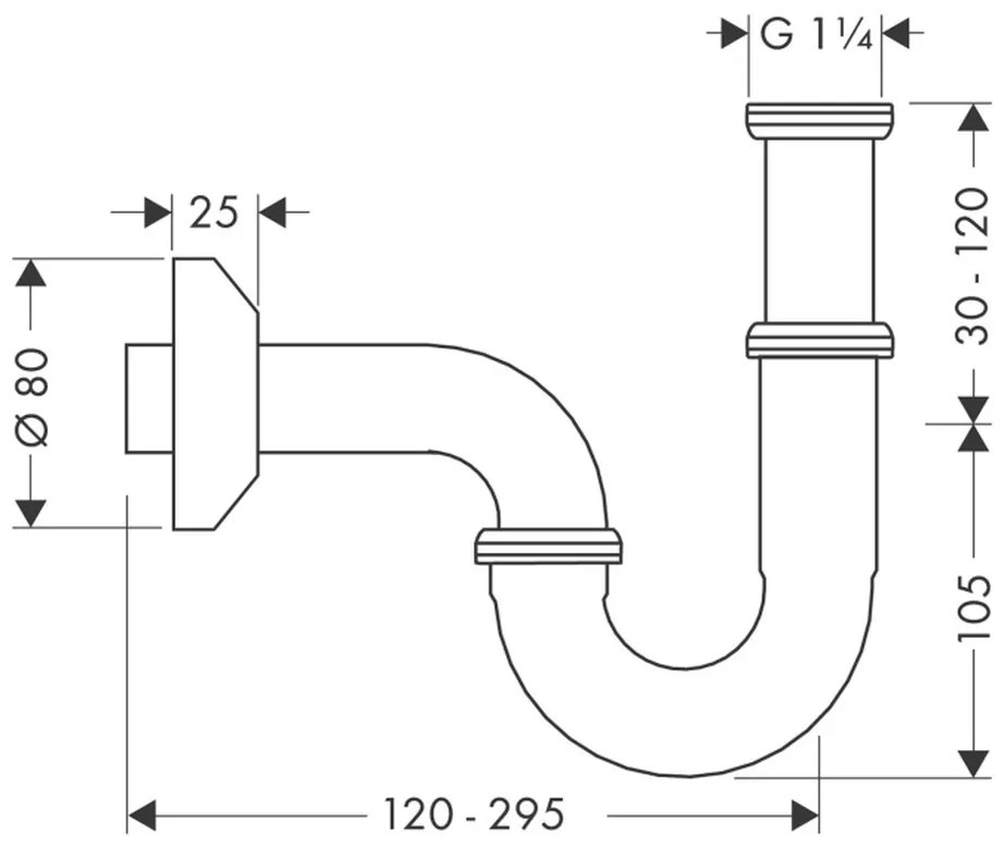 Hansgrohe Hansgrohe, rúrkový sifón G1 1/4 s ľahkou inštaláciou, chrómová, HAN-53010000