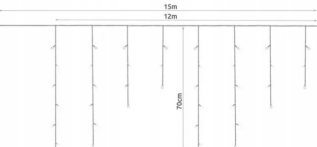 Vianočný svetelný záves 300 LED, 2.48 W, 15 m - farebný