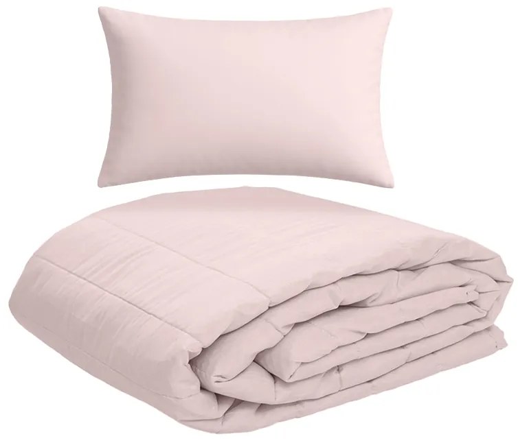 Letný paplón prešívaný 140x200 cm s poťahom na vankúš SUMMER 45x75 cm, púdrovo ružový