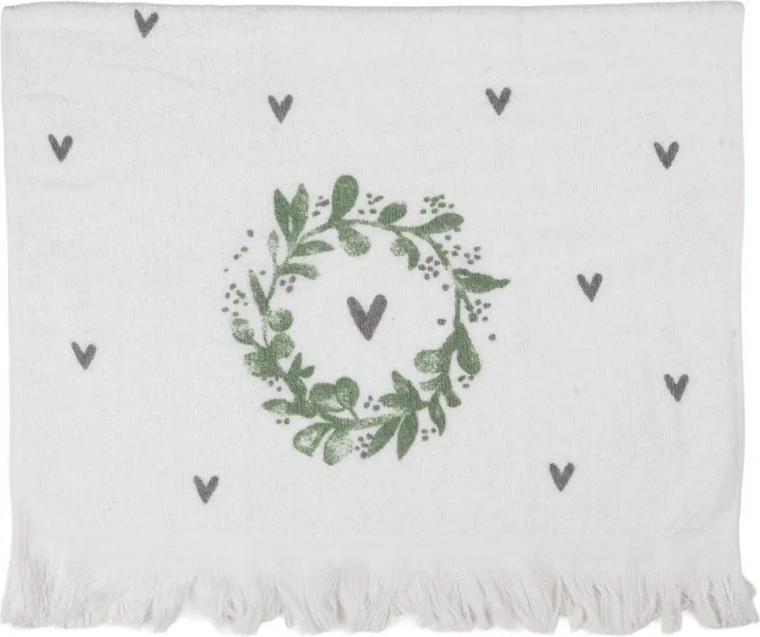 Biely froté uterák so srdiečkami Heart - 40*66 cm