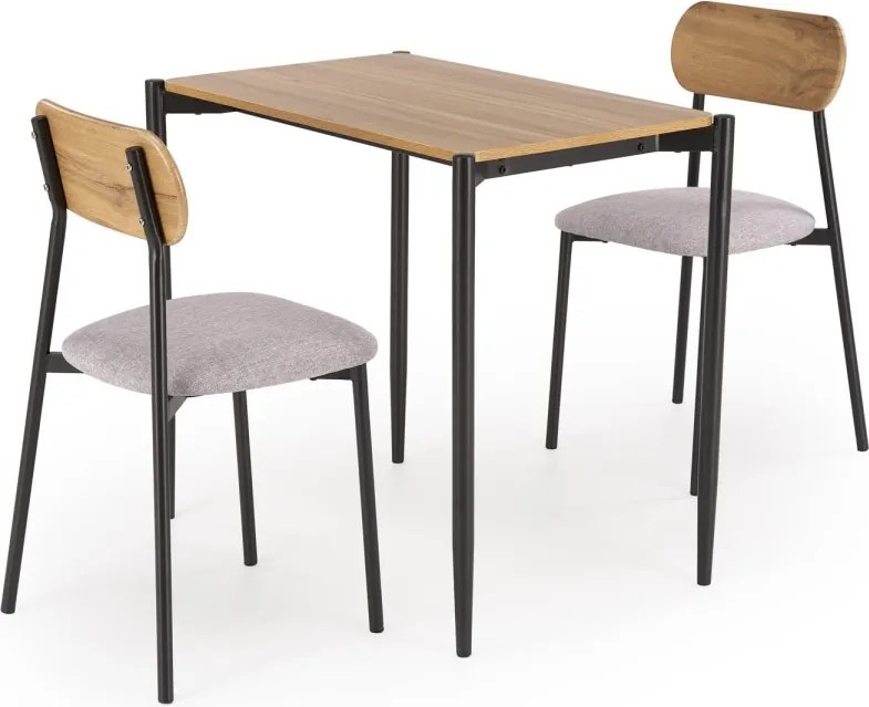 Jedálenský set pre 2 osoby NANDO dub prírodný/čierny
