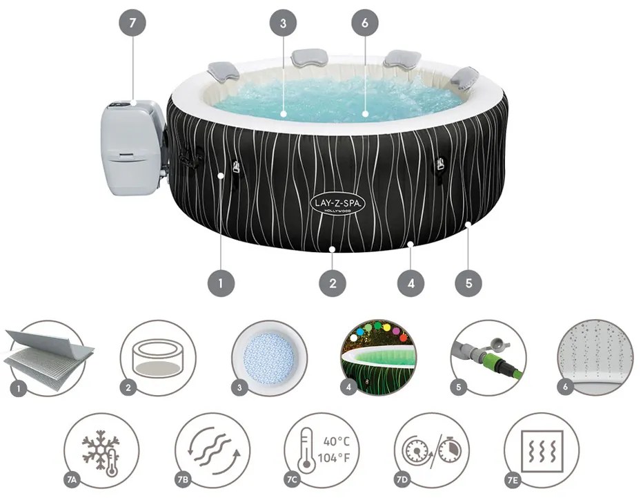 Bestway jacuzzi Lay-Z-Spa HOLLYWOOD 4-6os LED 60059