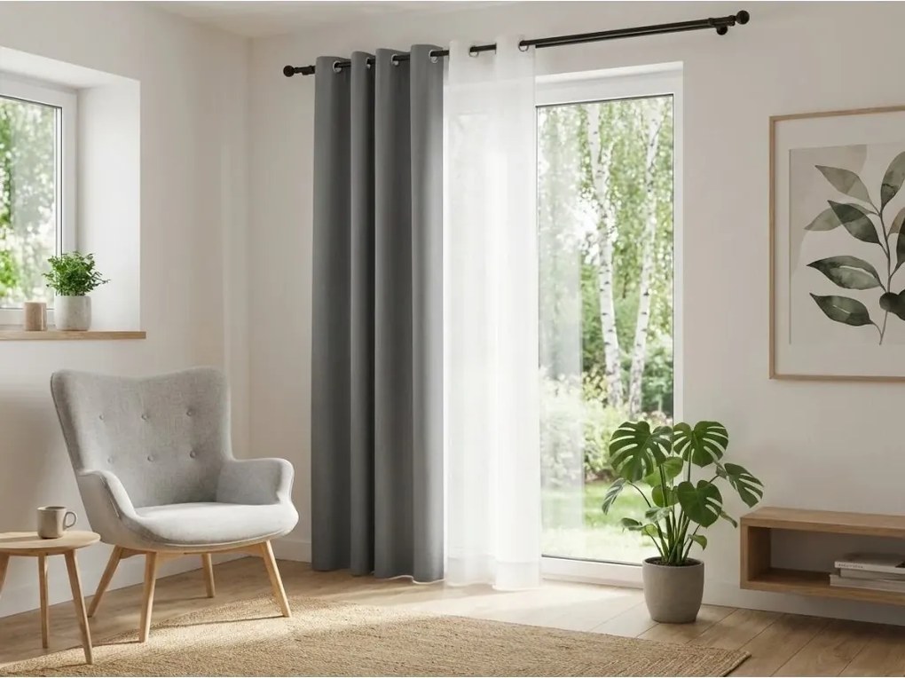 Svetlosivý záves OXFORD 140x270 cm Zavesenie: Riasiaca páska