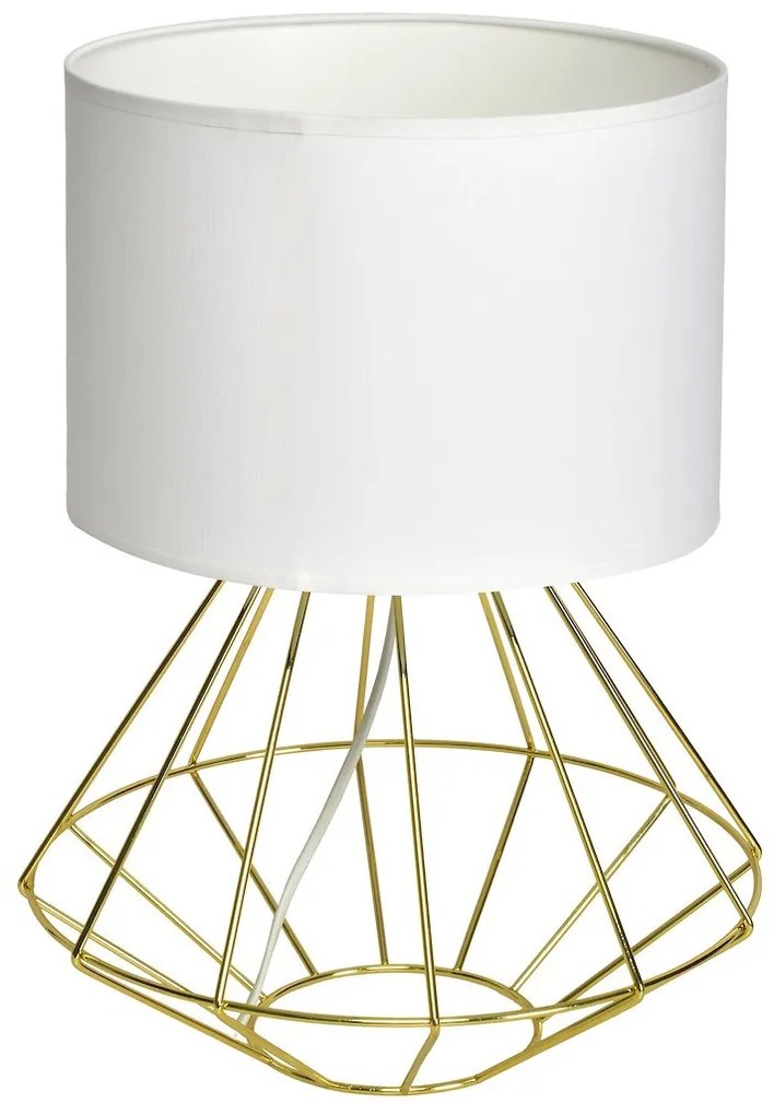 Stolná lampa Lupo, 1x biele textilné tienidlo, g