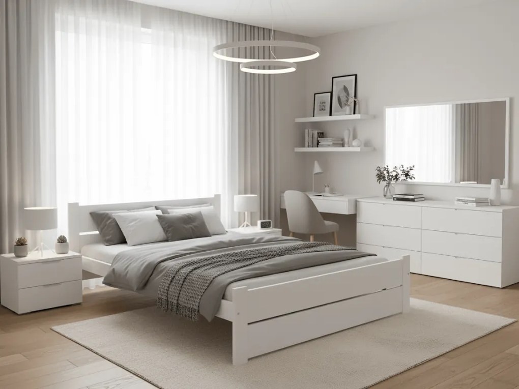 Posteľ IKAROS DOUBLE 120 x 200 cm, biela Rošt: Bez roštu, Matrac: Matrac DELUXE 10 cm