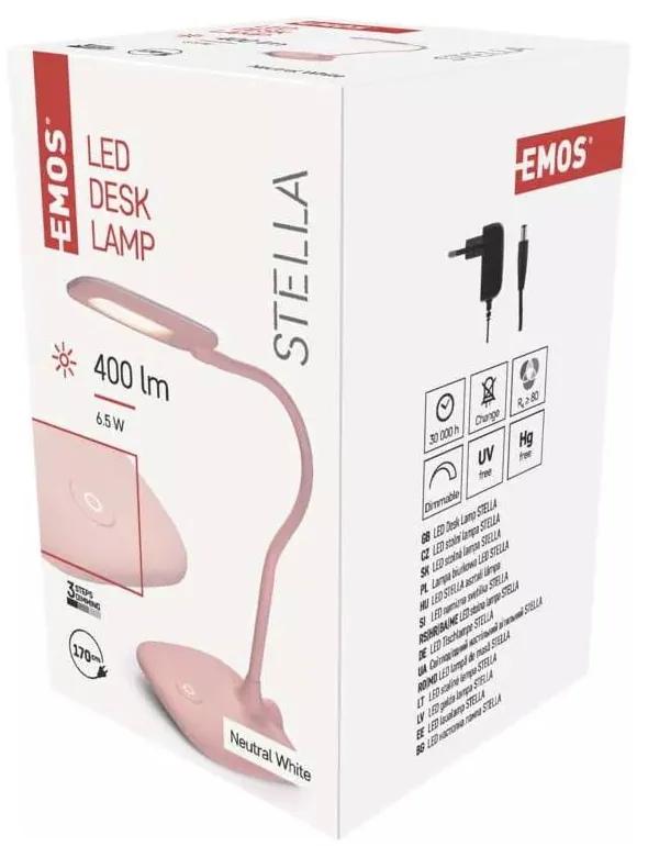 Svetloružová LED stmievateľná stolová lampa (výška 55 cm) Stella – EMOS