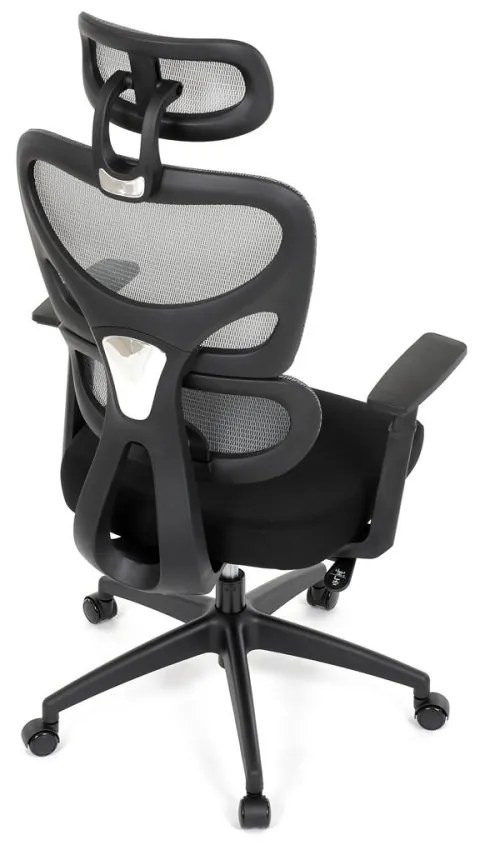Kancelárska ergonomická stolička GRANT — sieť, látka, čierna / sivá