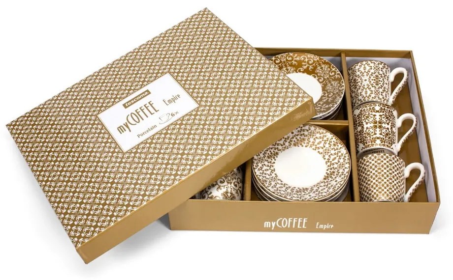 Porcelánové šálky v zlatej farbe v súprave 6 ks My Coffee – Tescoma