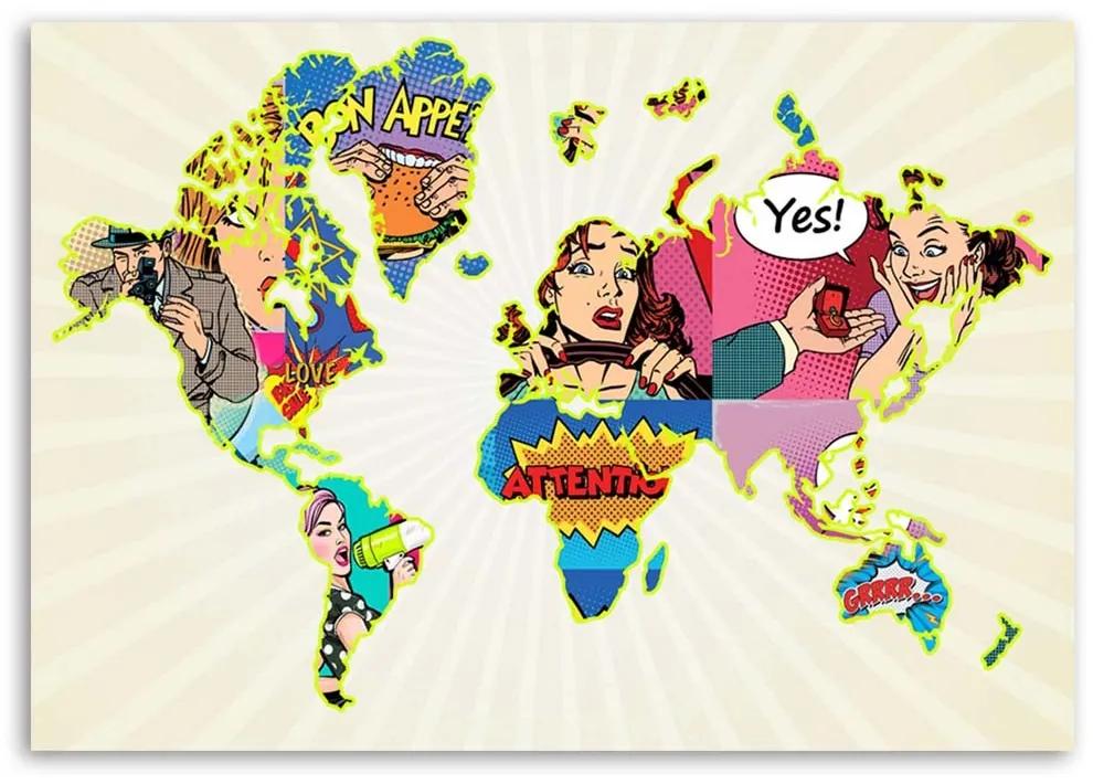 Gario Obraz na plátne Pop art mapa sveta Rozmery: 60 x 40 cm
