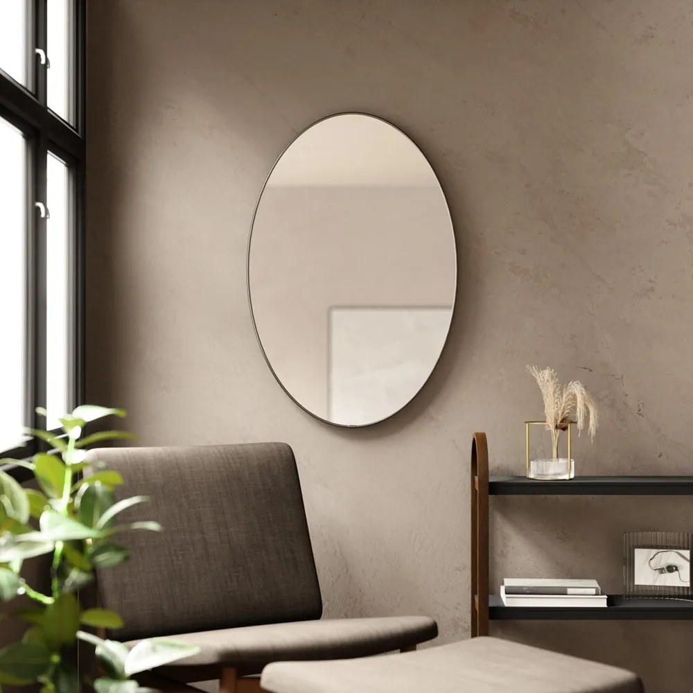 Umbra Zrkadlo HUBBA oválne 61x91 cm s titánovým lemom