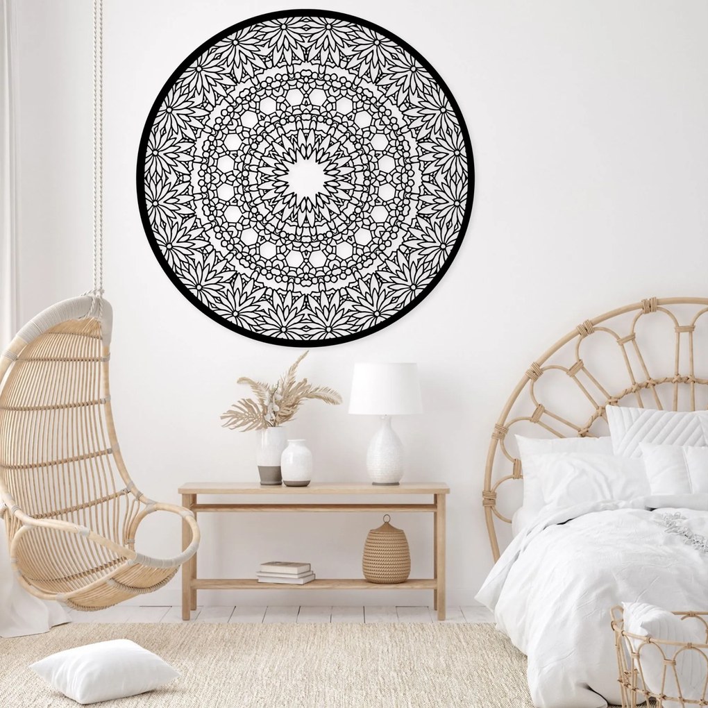 Luxusná drevená mandala na stenu 3D dekorácia do interiéru | HELA: HDF - Orech 30 cm 4341-79186 HDF0342