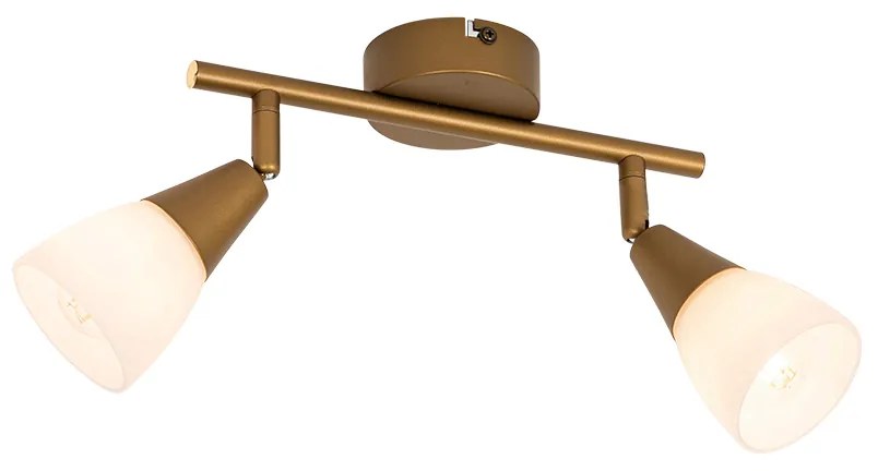 Klasické stropné bodové svietidlo zlaté s matným sklom 2-svetlo - Madi