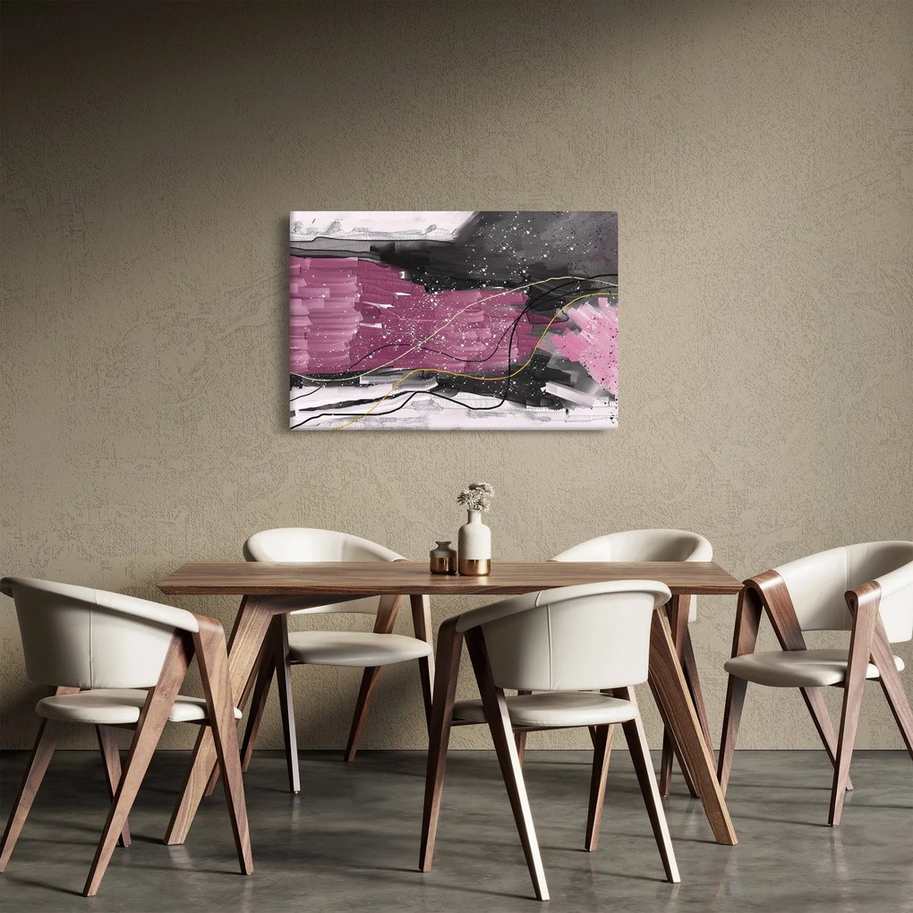Obraz - Ružovo-čierna abstrakcia (90x60 cm)