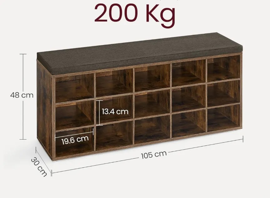 Botník Vasagle Endersen 105 cm hnedý/čierny