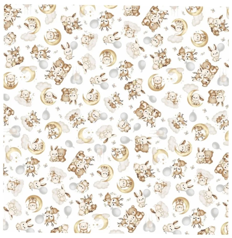 Flanelová plienka, 70x80 cm - Sny zvieratiek, biela/béžová
