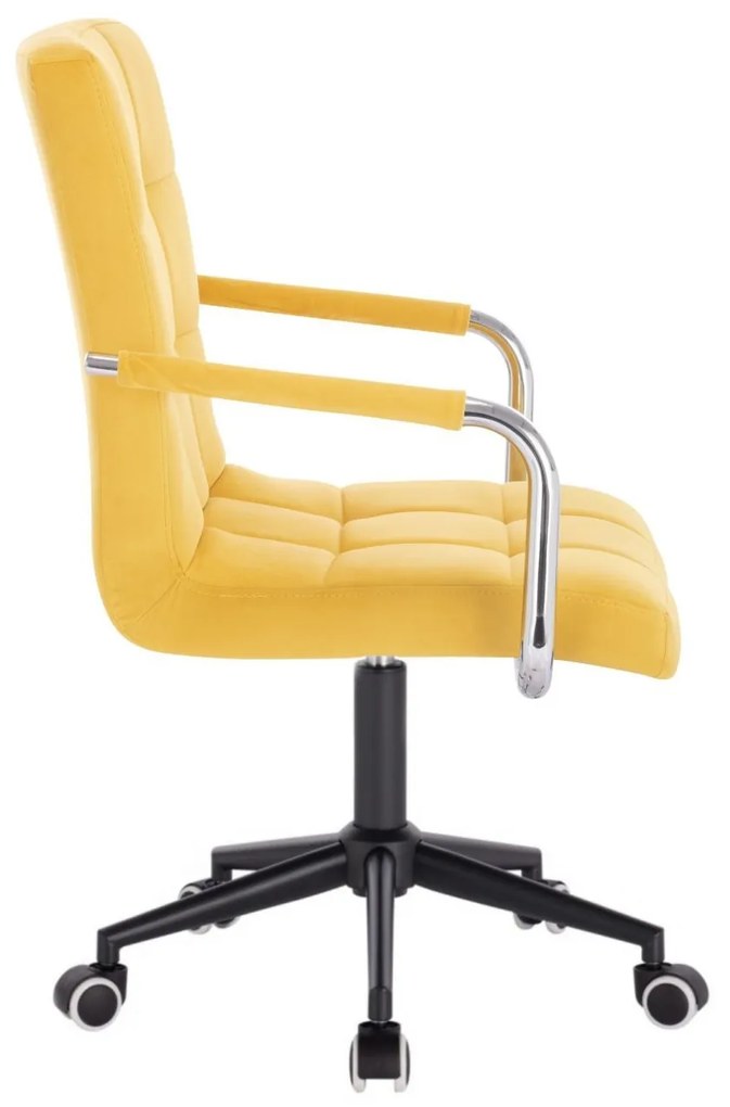 LuxuryForm DESIGN Stolička VERONA VELUR na čierne podstave s kolieskami - žltá