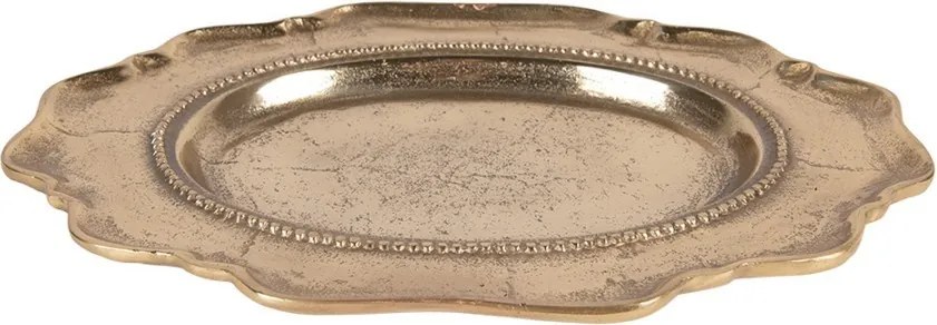 Zlatá antik dekoračná oválna miska podnos Raw Gold - 31*22*3 cm