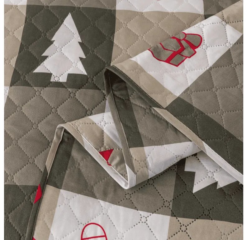 Prehoz na posteľ CHRISTMAS SOCKS zelený Rozmer: 170 x 210 cm