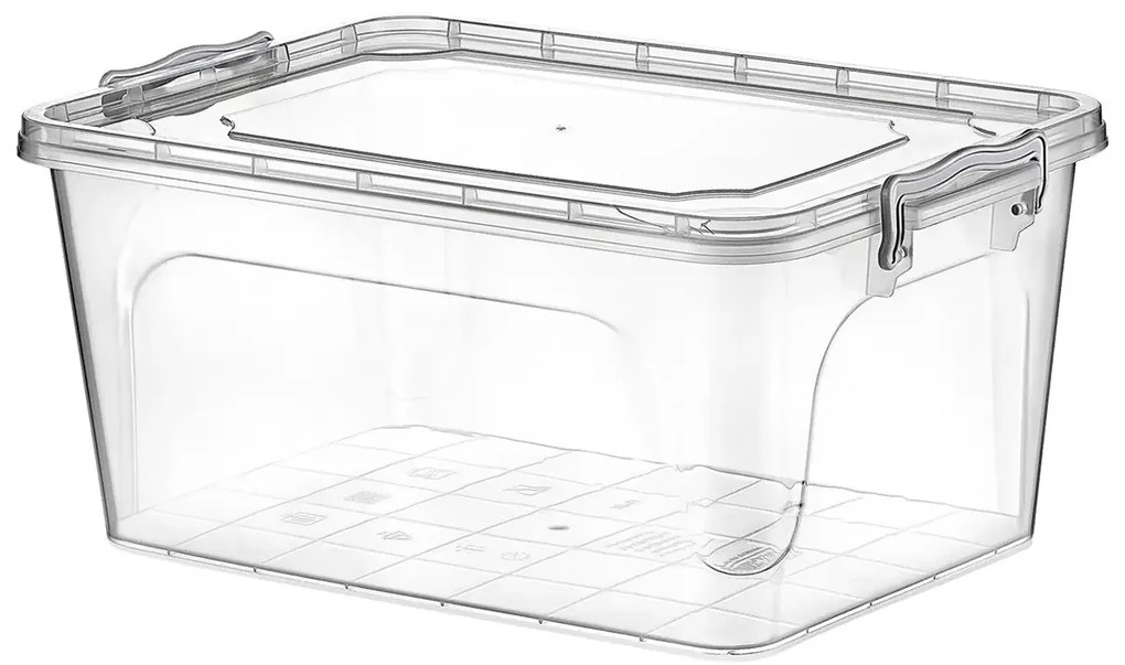 Transparentný úložný box s vekom, UHO, obdĺžnikový nízky box 10l, 41x28x14cm