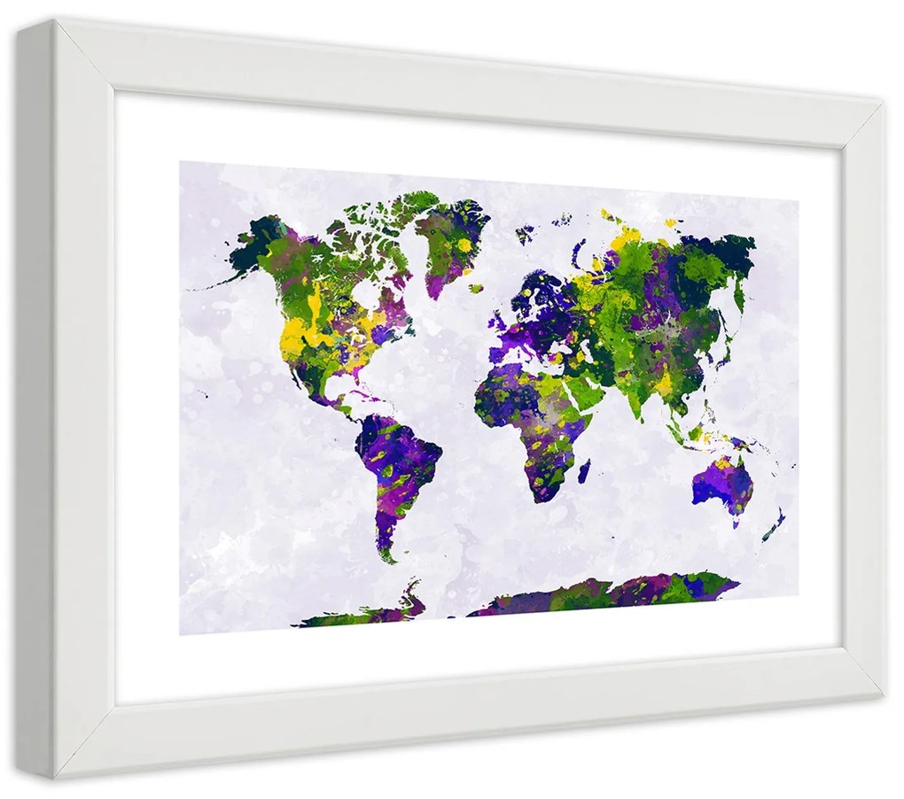 Gario Plagát Maľovaná mapa sveta Farba rámu: Bez rámu, Rozmery: 60 x 40 cm