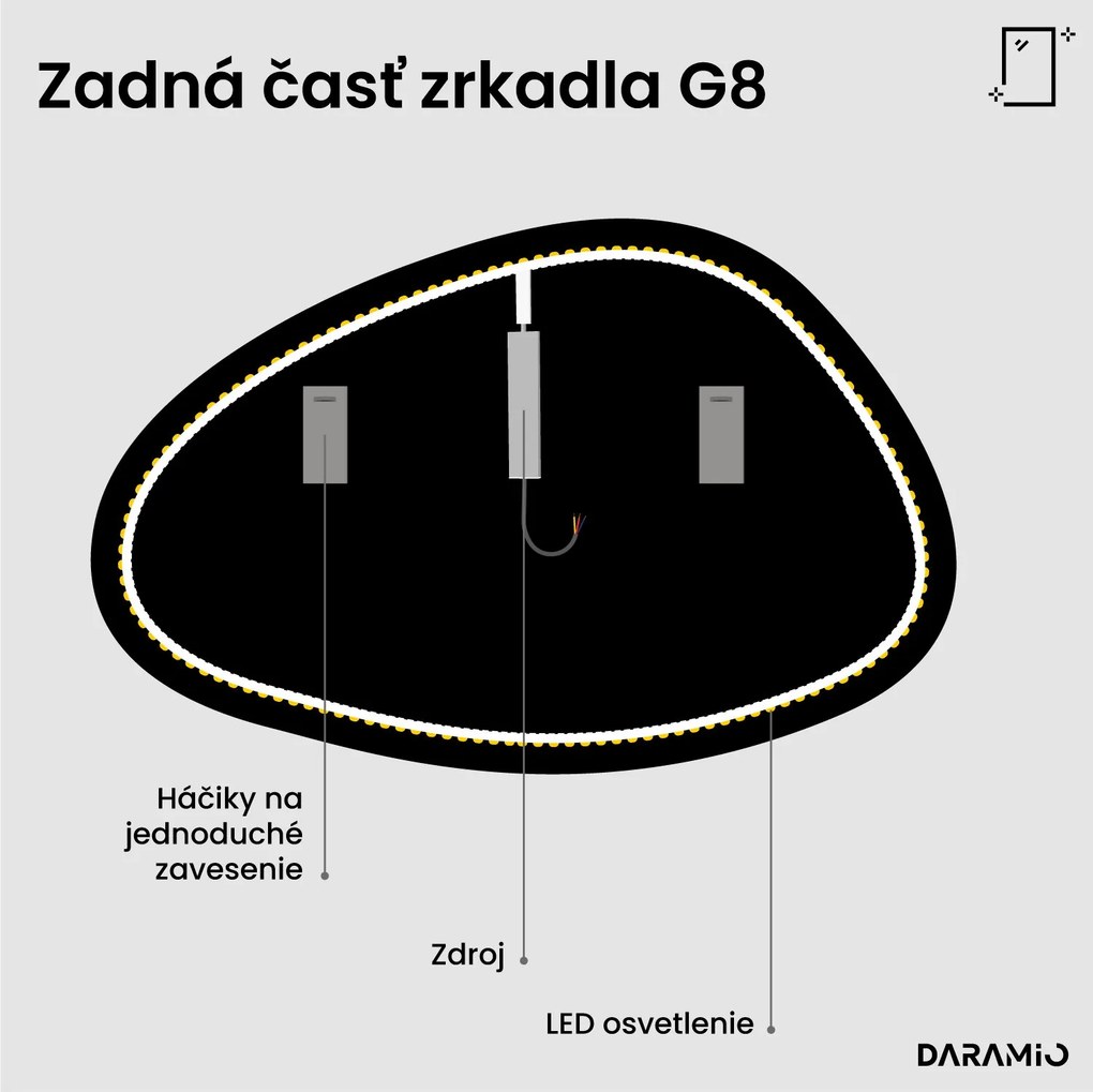 Zrkadlo v tvare kamienka s LED osvetlením G8