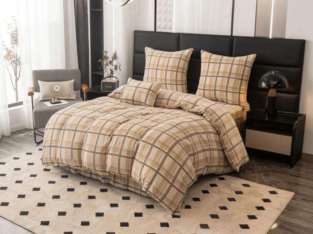 Mikroplyšové obliečky PLAID krémové Rozmer obliečky: 70 x 90 cm | 140 x 220 cm