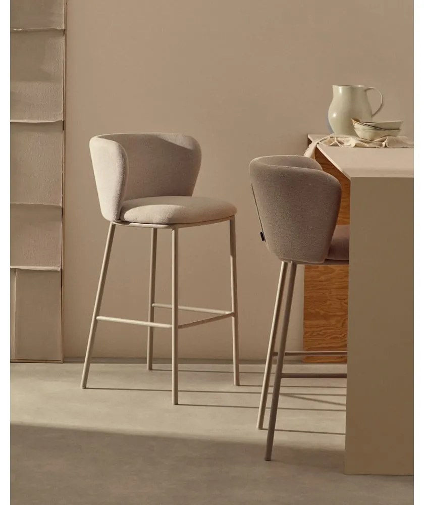 Béžová barová stolička (výška sedadla 75 cm) Ciselia – Kave Home