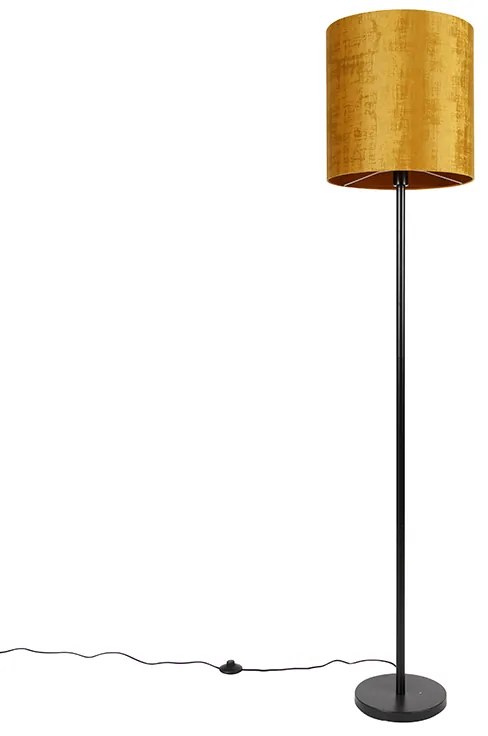 Klasická stojaca lampa s čiernym tienidlom zlatá 40 cm - Simplo