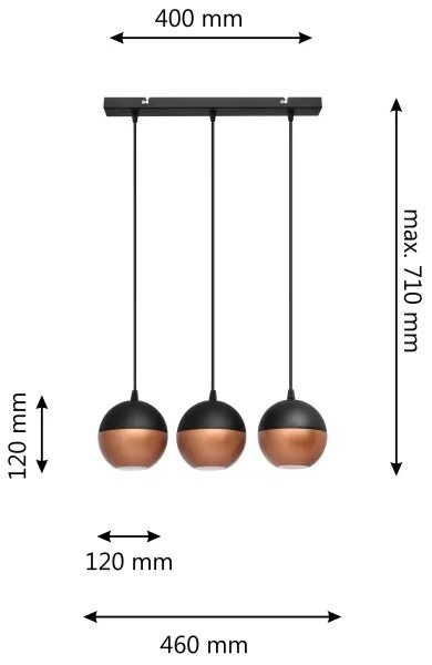LED Luster na lanku MIDWAY 3xGU10/4,8W/230V čierna/medená