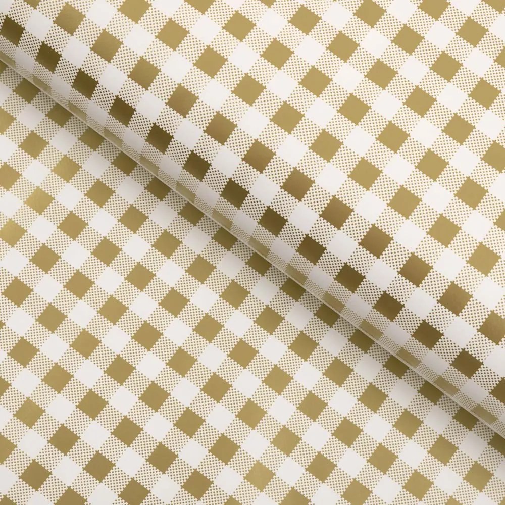 PVC obrus Zlato-biele kocky PV-117 - metráž š. 140 cm