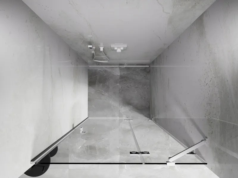 Mexen, Mexen Lunar pravé otočné sprchové dvere 85 cm, transparentné, biele - 834-085-000-20-00-P