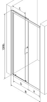 Mexen Apia, posuvné dvere do otvoru 105 x 190 cm, 6mm číre sklo, čierny profil, 845-105-000-70-00