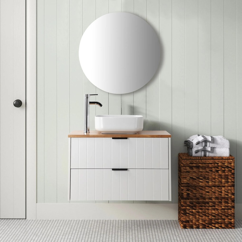 Závesná skrinka pod umývadlo Houseland Velora s doskou 80 cm biela/dub