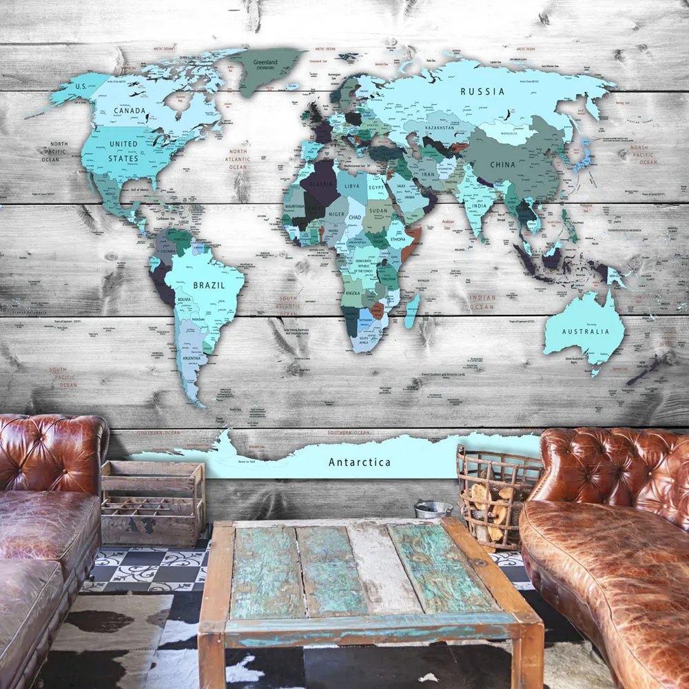 Fototapeta - World Map: Blue Continents 200x100 + zadarmo lepidlo