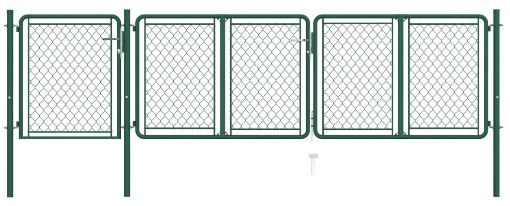 vidaXL Záhradná brána, oceľ 100x395 cm, zelená