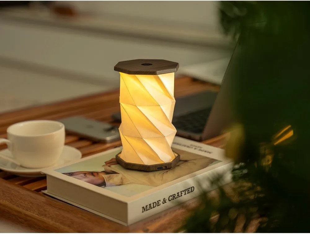 Biela/sivá prenosná svetelná dekorácia na USB ø 8 cm Twist – Gingko