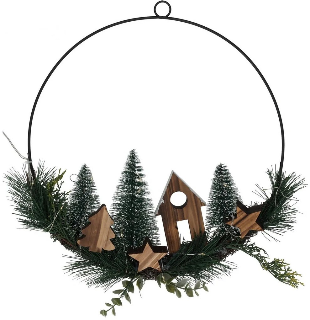 Vianočná závesná LED dekorácia Christmas ring, 30 cm